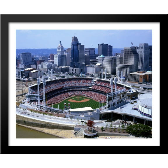 Great American Ballpark 34x28 Large Black Wood Framed Print Art - Home of the Cincinnati Reds