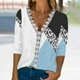thumbnail image 2 of Dyegold Fall Tops For Women 2023 Trendy Long Sleeve Shirts Dressy Casual V-Neck Leopard Color Block Tunics Top Loose Blouses, 2 of 5