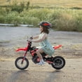 thumbnail image 6 of Lumiparty 24V Electric Off-Road Motorcycle, 250W Motor 13.6MPH Fast Speed Motocross Dirt Bike, Twist Grip Throttle, Metal Suspension, Air-Filled Tires, for Kids Teens Age 8+, Red, 6 of 8