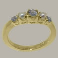 thumbnail image 2 of LBG British Made 10k Yellow Gold Natural Tanzanite & Cultured Pearl Womens Promise Ring - 33 size options - Size 6.5, 2 of 6