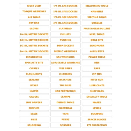 

Toolbox Organizational Magnetic Rounded Labels Ultimate Set by DCM Solutions (Orange Inverted 0.75 H x 4.5 W)