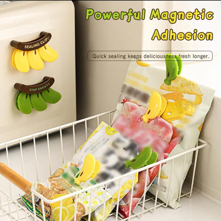 Banana Sealing Clip Reusable Bag Clamp With Strong Fridge Magnet