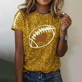 thumbnail image 2 of Women Sequin Football T Shirts Game Day Heart Graphic Short Sleeve Crewneck Tops Trendy Casual Summer Classic Fit Tees Z001-Yellow S, 2 of 5