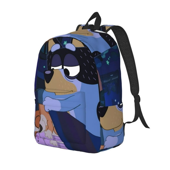 Kowoue Bluey Pattern Canvas Backpack – Student Double Shoulder Bag, Durable & Lightweight Canvas School & Outdoor Backpack-Small