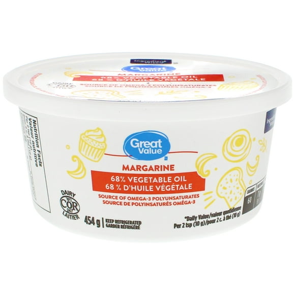 Great Value 68% Vegetable Oil Margarine, 454 g