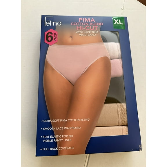 Felina Panties Hi-Cut Full Coverage  6 pack XL