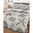 thumbnail image 3 of Quilts Twin XL Size, Grey Coastal Summer Soft Comforter Bedding Set for Bed, Coral Shell Starfish Nautical Beige Lightweight Quilted Bedspread with Pillow Cover(2 Pieces) for All Season, 68x98 Inch, 3 of 9