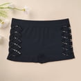 thumbnail image 2 of QHFBli Women's Cut Out Mid Rise Boyshort Panties Solid Plain Criss Cross Seamless Underwear Summer Low Rise Control Boyleg Shorts With Geometric Cutout Black XL, 2 of 3