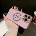 thumbnail image 1 of For iPhone 15 Pro Max Luxury Magsafe Magnetic Flowers Plating Frame Phone Case For iPhone 11 12 13 14 Plus Soft Protective Cover YXQ, 1 of 6