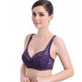 thumbnail image 3 of YWDJ Bras for Women Plus Size Comfy Bras No Wires Lounge Bras Adjustable Straps Half Cup Push up Wrap Comfortable Bras Padded Lace Bras Bras Purple 36B, 3 of 7