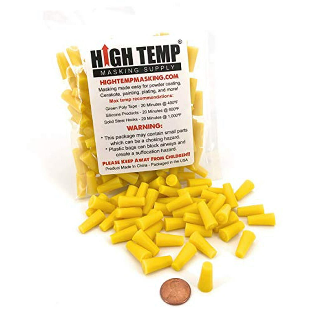 50 Piece 1/4" X 3/8" High Temp Silicone Rubber Tapered Plug Kit Powder Coating Custom Painting