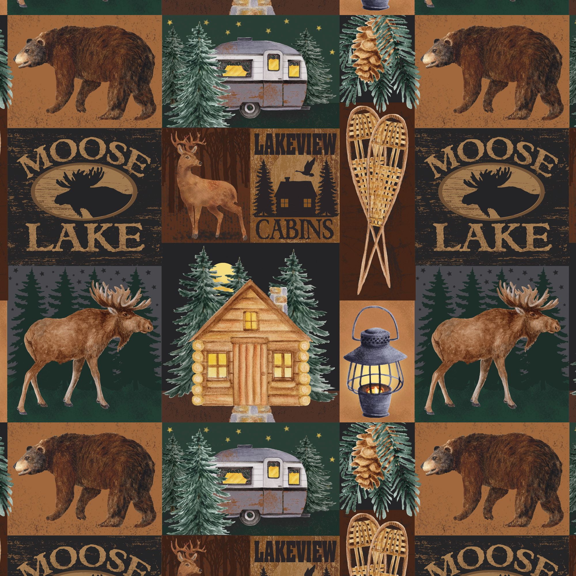 David Textiles 44' Cotton Moose Lake Fabric by the Yard, Multi