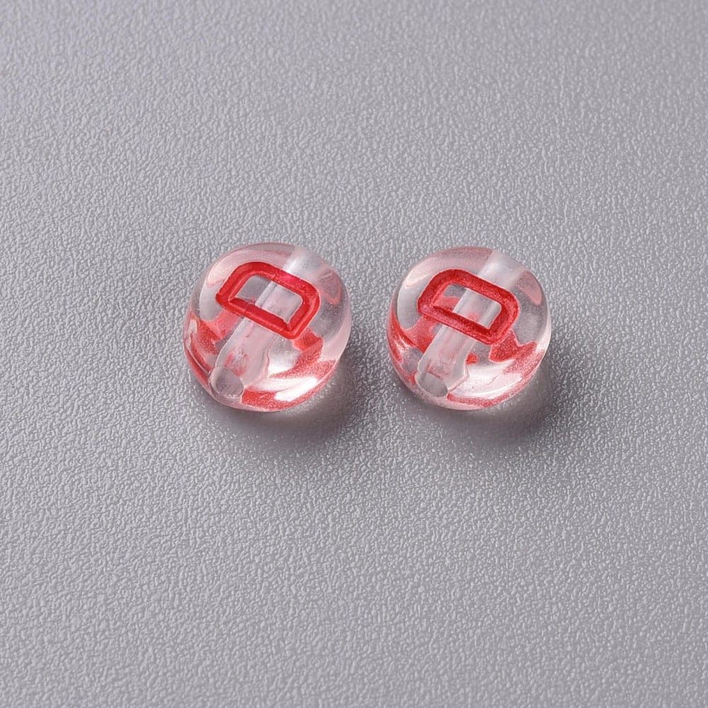 500gs Transparent Clear Acrylic Beads Horizontal Hole Flat Round with Random Letter FireBrick 7x4mm Hole: 1.6mm about 3700pcs/500g