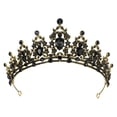 thumbnail image 1 of Tiara de Corona de Cristal Imitación Unique Bargains Tono dorado oscuro Negro 14,2 x 6 cm, 1 of 7