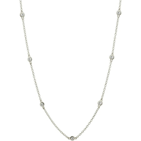 Swarovski Elephant Necklace - Zirconia Ice Swarovski Zirconia Sterling Silver Station Chain Necklace, 24