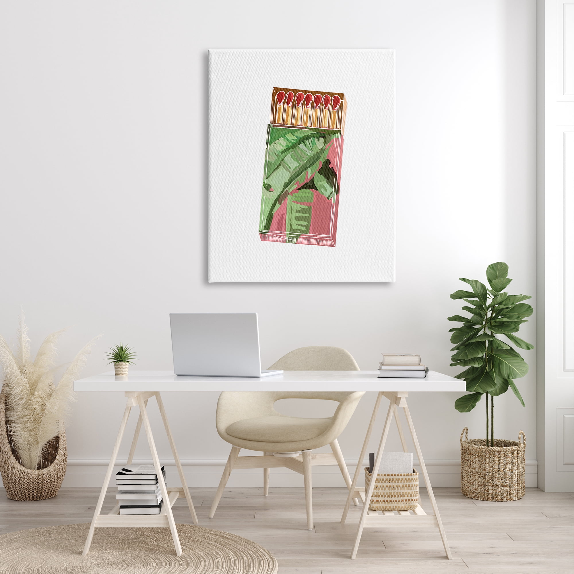 Stupell Industries Floral Pink Matchbox Design Square Cutout Shape Graphic Art Gallery Wrapped Canvas Print Wall Art, Design by Amelia Noyes
