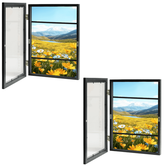 2pcs Art Frames, 9"×11.8" Magnetic Front Opening Artwork Frames, Changeable Picture Storage Frames, Crafts Painting Art Display, Black