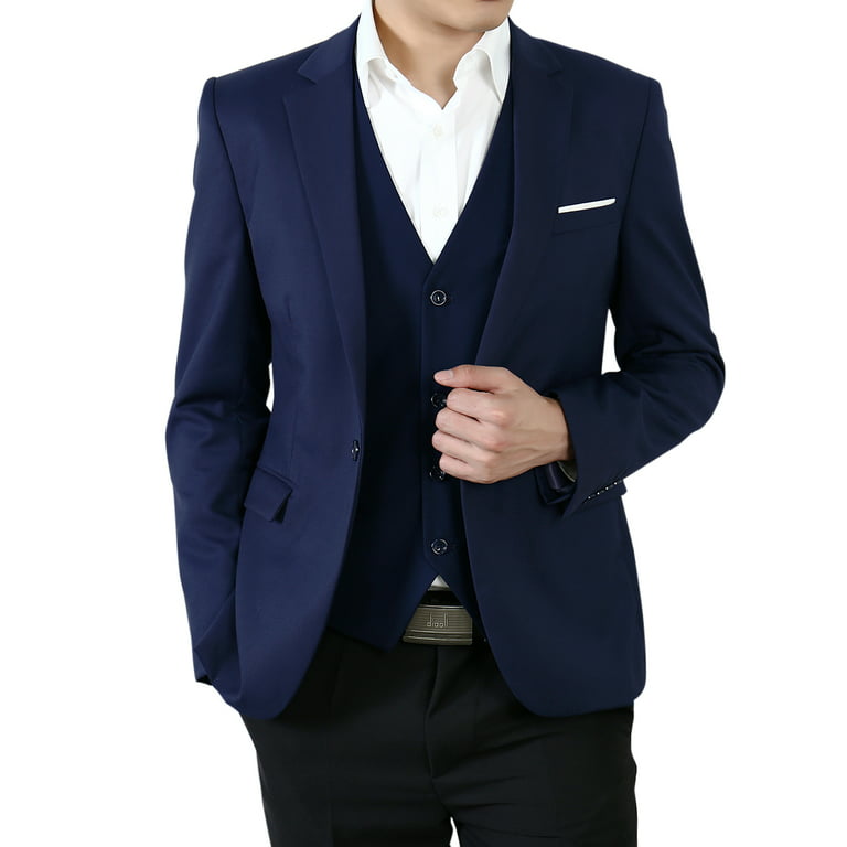 Cloudstyle Men's Casual Suit Jacket Slim Fit Lightweight Blazer Coat Light Blue, L