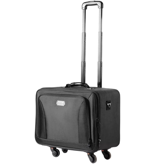 Large 3-Tier Rolling Makeup Train Case with Wheels & Strap, Professional Waterproof Oxford Cosmetic Organizer Carrier with Handle, Black