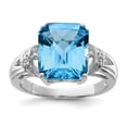 thumbnail image 1 of FB Jewels Sterling Silver Rhodium Octagonal Checker-Cut Blue Topaz & Diam. Ring, 1 of 2