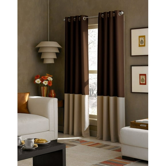 Panel de cortina Curtainworks Kendall Color Block, 213 cm, color chocolate