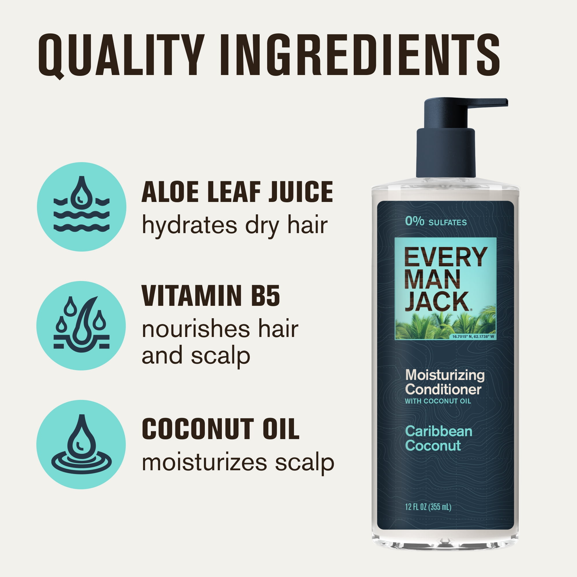 Every Man Jack Moisturizing Conditioner with coconut oil, Caribbean Coconut