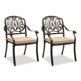 thumbnail image 2 of Tcbosik 2 Pack Stackable Chairs with Cushion, Cast Aluminum Dining Chair, Bistro Armchair for Poolside, Backyard, Balcony, Antique Bronze, 2 of 9