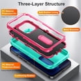 thumbnail image 4 of for iPhone 14 Pro Case, iPhone 14 Pro Phone Case with Built in Kickstand, Shockproof/Dustproof/Drop Proof Heavy Duty Military-Grade Rugged Protective Cover for iPhone 14 Pro,Green,For iPhone 14 Pro, 4 of 8