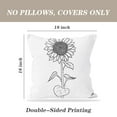 LALILO Throw Pillow Covers Doodle Sunflower Contour White Black Cushion