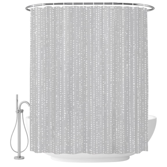 Shower Curtain Bathroom Set Modern Polka Dot on Gray Waterproof Fabric Shower Curtains with Grommets&Hooks, Abstract White Dotted Privacy Bath Curtain for Bathtub 36x72in