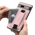 thumbnail image 5 of for Google Pixel 7 PU Leather Card Slots Back Case, Classic Wristband Kickstand Finger Ring Shockproof Protective TPU Frame Phone Case for Google Pixel 7 Women Men Boys Girls, Pink, 5 of 6