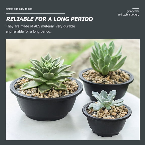 HOOWIFFY Set of 10 Plastic Round Flowerpots for Home and Garden Use, ABS Material Planting Pots for Indoor and Outdoor Plants
