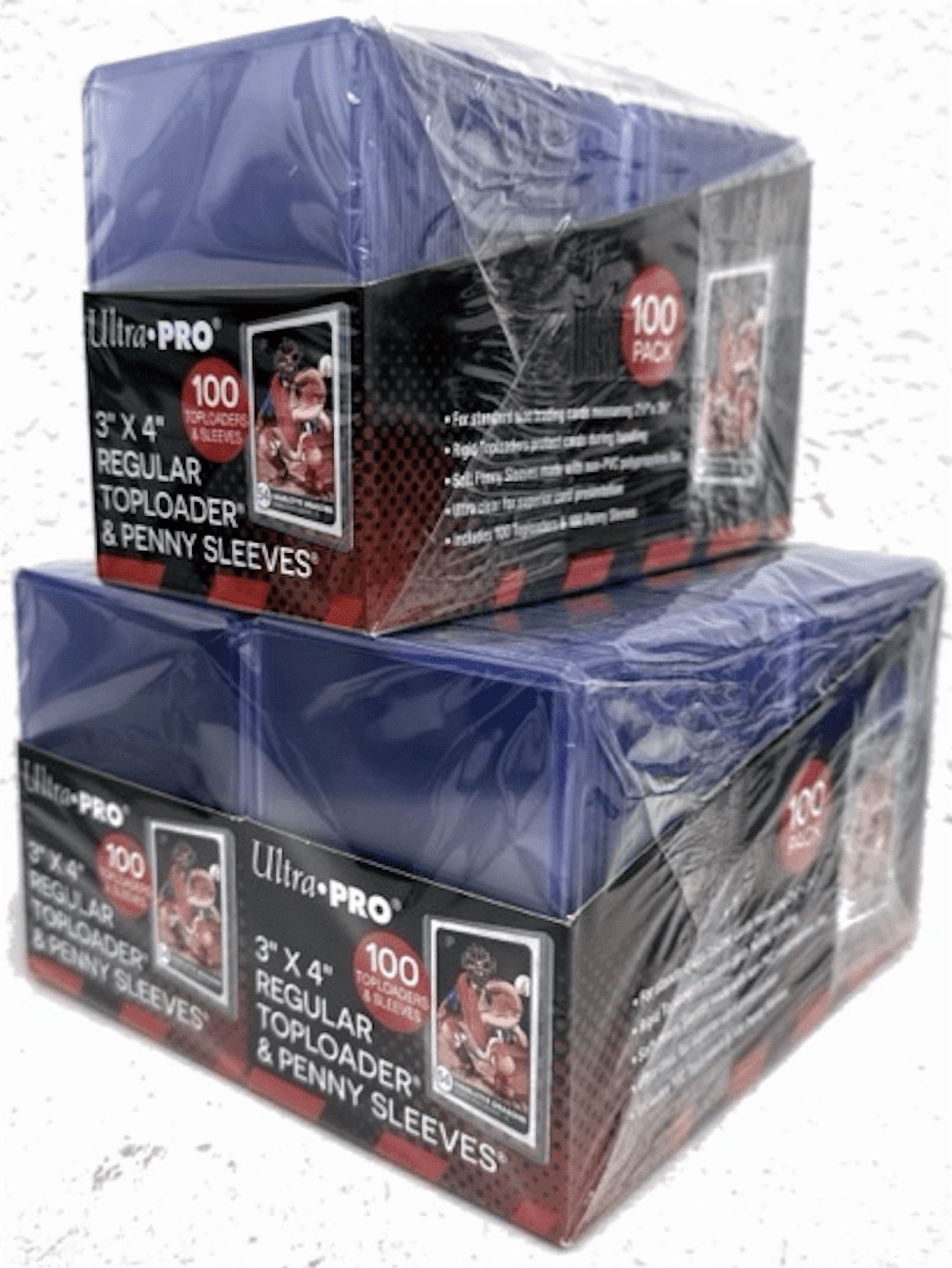 Ultra PRO 3" x 4" Clear Regular Toploaders for Cards with Card Sleeves Bundle Standard Size 300ct Trading Baseball Toploader Card Sleeve Protectors