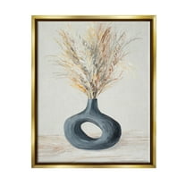 Stupell Industries Country Grain Modern Vase Painting Metallic Gold Floating Framed Canvas Print Wall Art, Design by Lanie Loreth