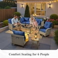 thumbnail image 3 of Ovios 8 Pieces Patio Furniture Outdoor Conversation Set Rattan Wicker Outside Sectional Sofa with Swivel Chairs & Solar Light Table, Navy Blue, 3 of 10