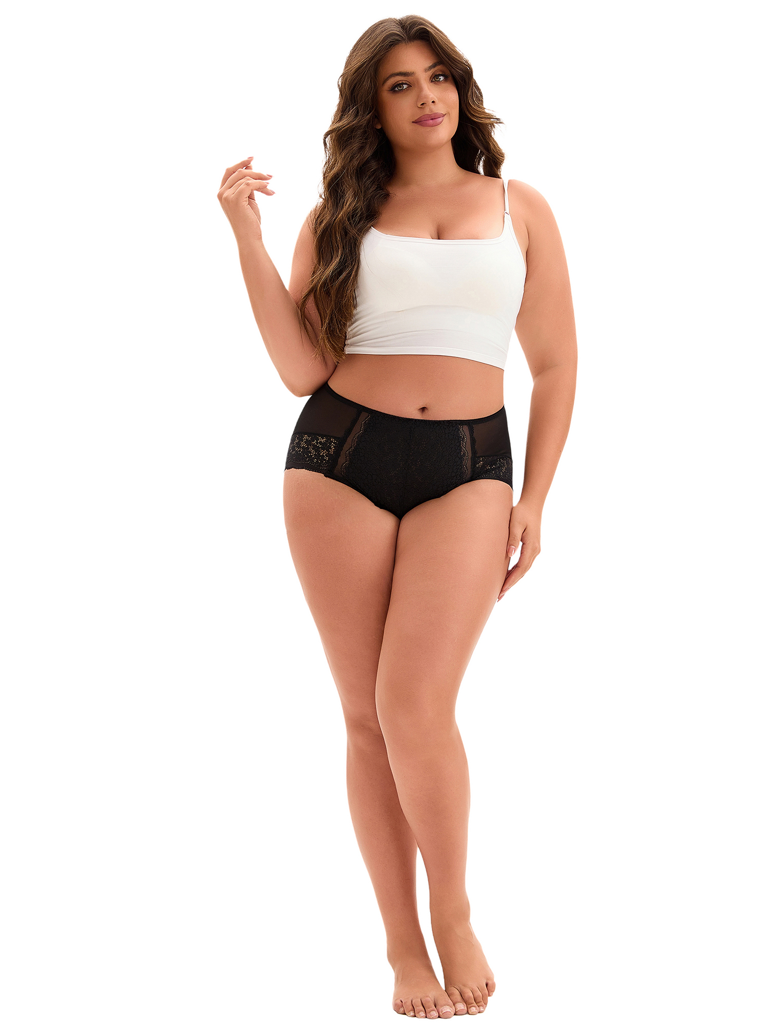 Unique Bargains Lace Trim Briefs Full Coverage Underwear S Black