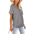 thumbnail image 6 of KLHDSF Womens Summer Tops Side Shirring V Neck Tee Short Sleeve Lightweight Casual Summer Top Gray XL, 6 of 10