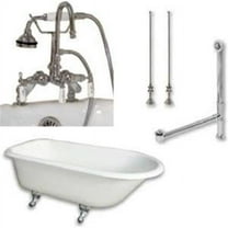 Cambridge Plumbing RR55-DH-CP 55 x 30 in. Cast-Iron Rolled Rim Clawfoot Tub with 7 in. Deck Mount Faucet Drillings & Polished Chrome Feet