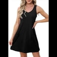 thumbnail image 1 of Vestidos de Mujer Sin Mangas con Cuello en V y Bolsillos, Color Negro, Talla S, 1 of 5