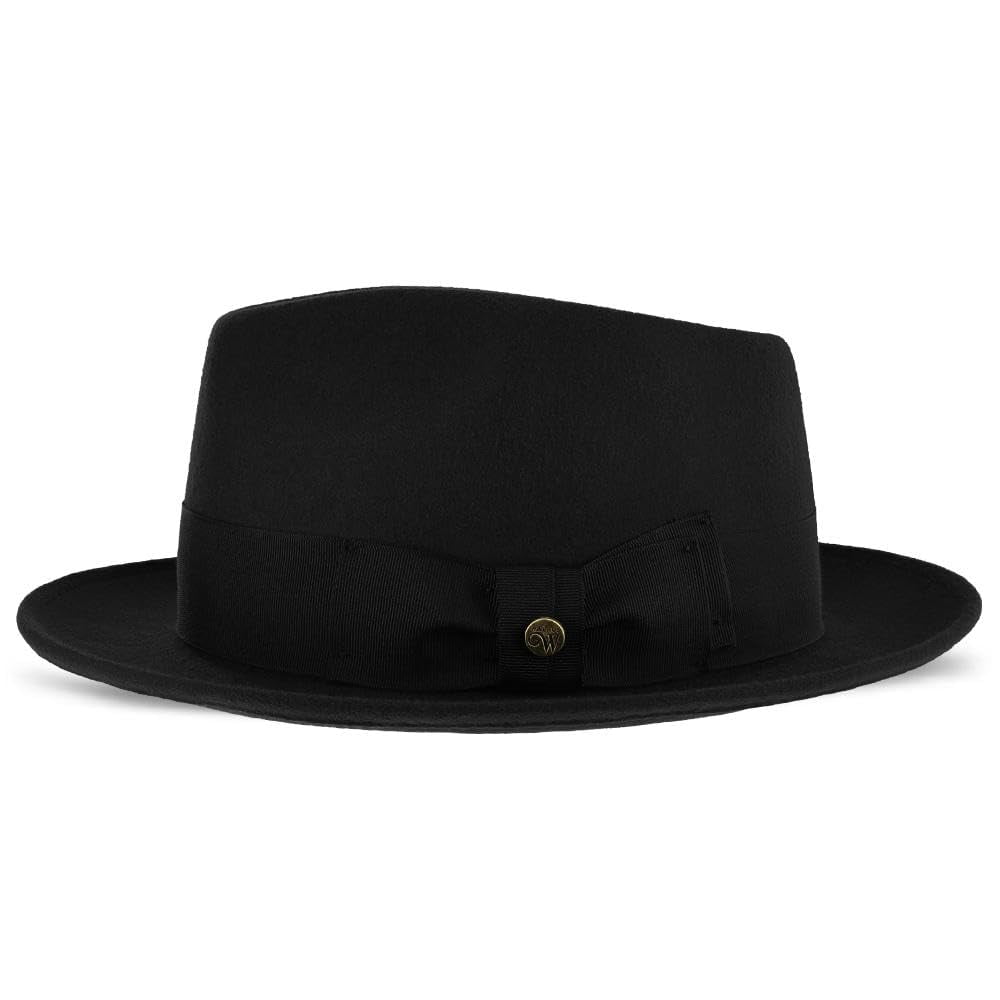 Walrus Hats Compass Black Diamond Crown Fedora – 100% Australian Wool Felt Hat with Grosgrain Band & Walrus Logo Pin – Stylish Unisex Fedora