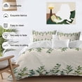 thumbnail image 3 of Pastoral Green Leaf Bedding Duvet Cover Set Queen Size 4 Pieces Watercolor Vintage Linen Texture Bedding Set with Zipper Closure, 1 Comforter Cover 90x92 Inches 1 Flat Sheet & 2 Pillow Cases, 3 of 7