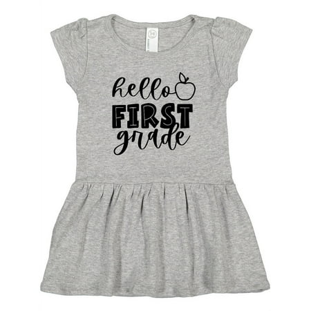 

Inktastic Hello 1st Grade Back to School Cute Apple Design Gift Toddler Girl Dress