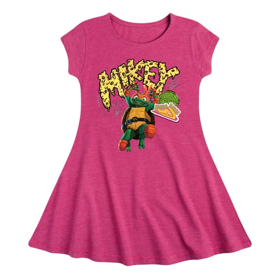 Teenage Mutant Ninja Turtles: Mutant Mayhem - Michelangelo AKA Mikey - Pizza Rules - Toddler And Youth Girls Fit And Flare Dress