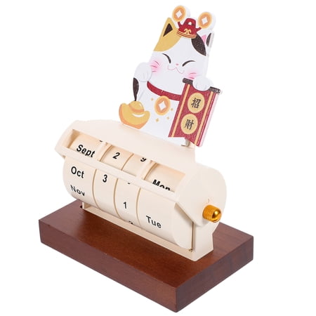 OUNONA Household Wood Calendar Wood Monthly Blocks Home Decor 1Pack
