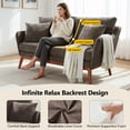 thumbnail image 4 of Ktaxon Mid-Century Modern Loveseat, Linen Blend 2-Seater Sofa, Solid Wood Frame Couch for Living Room, Apartment Brown, 4 of 9