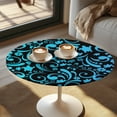 thumbnail image 2 of SEANATIVE 4 PCS Spandex Round Table Covers for 24 Inch Cocktail Tables Decorative Small Round Table Topper Cap Tablecloths Elastic Fit for Birthday Parties, Blue Black Sea Turtle Flower, 2 of 7