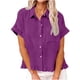 thumbnail image 2 of Craaazy Ladies Oversized Short Sleeve Tunic Tops, Lightweight Casual Shirt, Collared Pocket Blouse with Ruffle Hem for Everyday Outfits Gifts, 2 of 8