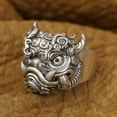 thumbnail image 6 of 925 Sterling Silver Kylin Lion Ring Biker Punk Jewelry TA374 Small Model US Size 7.5, 6 of 17