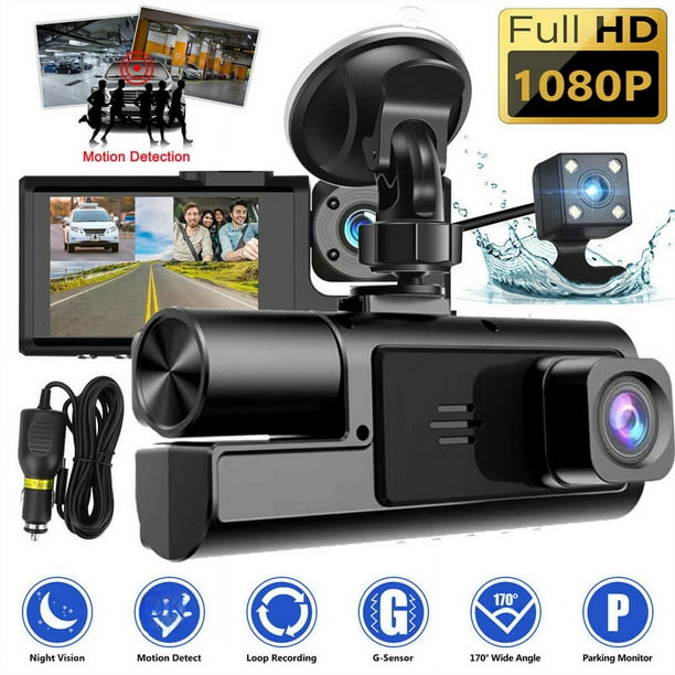 Cámara grabadora de conducción HD 1080P de tres lentes con imagen de marcha atrás con DVR para automóvil WIFI