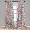 thumbnail image 4 of Ambesonne Floral Curtains, Pastel Romantic Flowers Art, Pair of 28"x95", Pale Lavender and Fern Green, 4 of 5